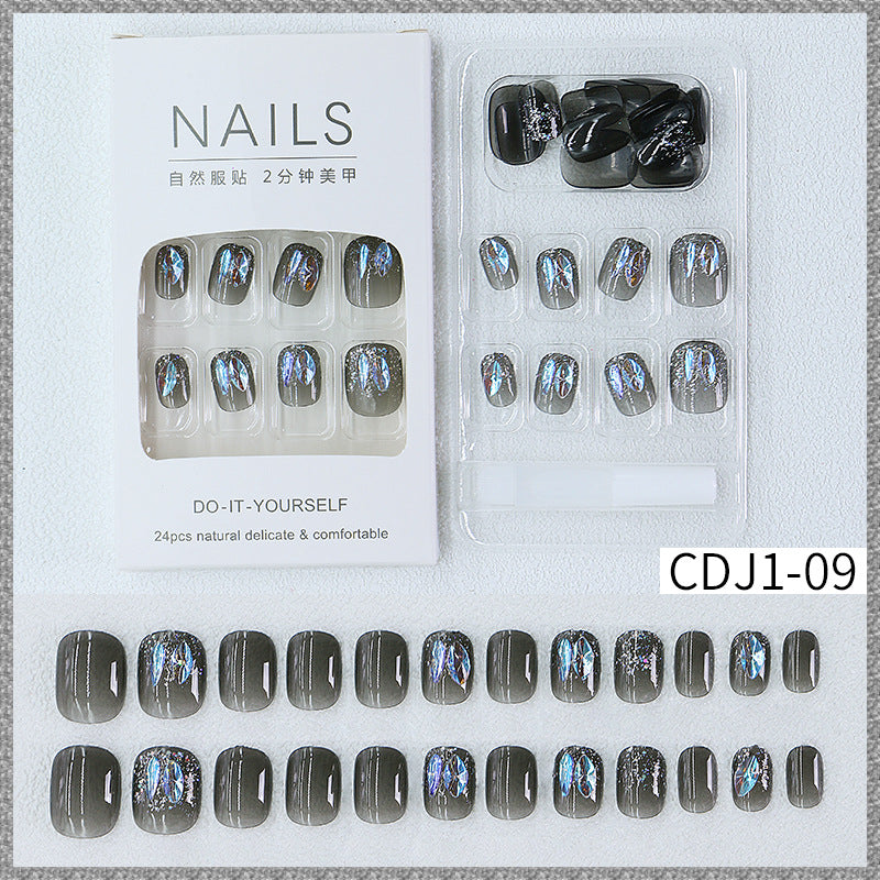 New hot sale wearable nail tips wholesale French simple ice transparent nail art finished product removable nail stickers thin