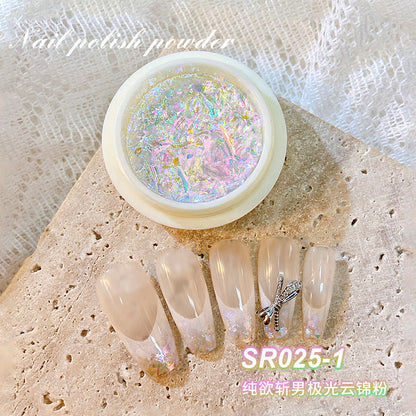 Sky Realm Glitter European Foil Pink White Moonlight Aurora Cloud Brocade Mirror Magic Mirror Powder High Gloss Transparent Net Red Fairy Powder