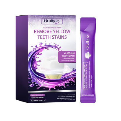 ORALHOE purple whitening mouthwash teeth cleaning yellow teeth stains whitening fresh breath oral care 