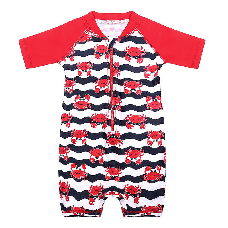 Boys swimsuit cartoon sun protection medium and large baby boy cute hot spring foreign trade children one-piece swimsuit manufacturers wholesale