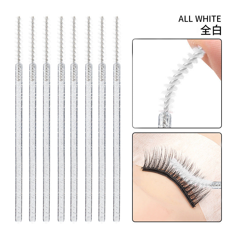 Wholesale disposable grafting eyelash brush crystal glitter rod eyebrow brush straight bright rod eyelash comb 50/pack opp bag