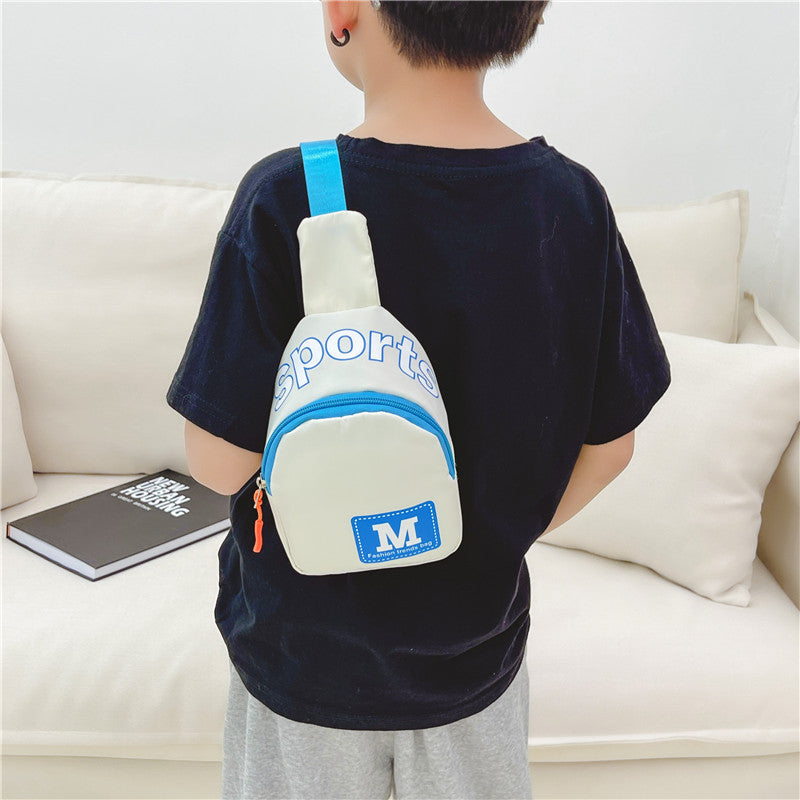 New style children's chest bag boys' trendy cool letter shoulder bag fashionable boys and girls coin purse children's outing crossbody bag 