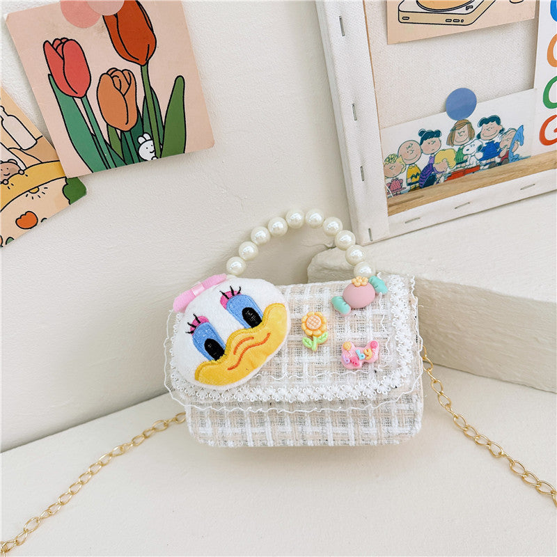 Cartoon cute children's handbag fashionable contrast color girl chain shoulder bag fashionable doll crossbody bag small square bag