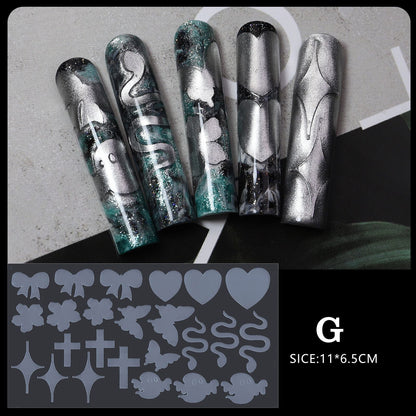 Cross-border popular nail art crystal nail film mold piece no frosting no paper support extension glue 12 pieces of nail mold French stickers wholesale