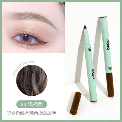 NOVO Delicate Sketch Liquid Eyebrow Pencil ធន់នឹងទឹក ធន់នឹងញើស មិនងាយលុប make up ចេញឬសច្បាស់ ពណ៌ជាប់បានយូរ ខ្មៅដៃគូសចិញ្ចើមទឹក 