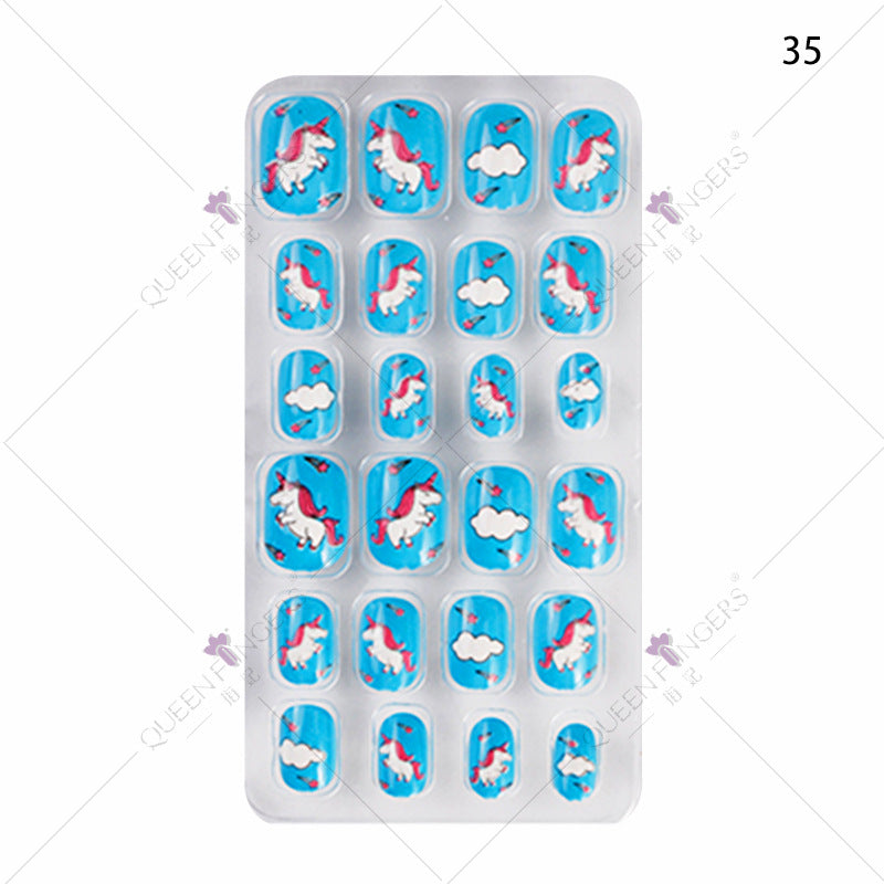 Zhifei nail art 24 pieces bagged wearable wearable nail pieces finished nail art children's nail art finished nail pieces