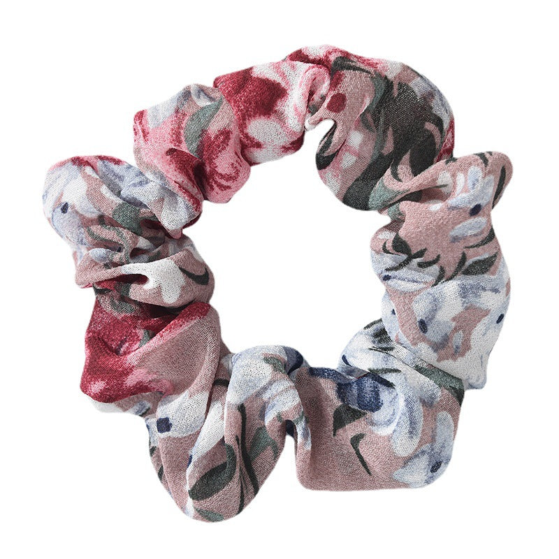 2024 new cross-border large intestine hair ring female European and American floral head flower tied hair ponytail French mesh hair ring headdress