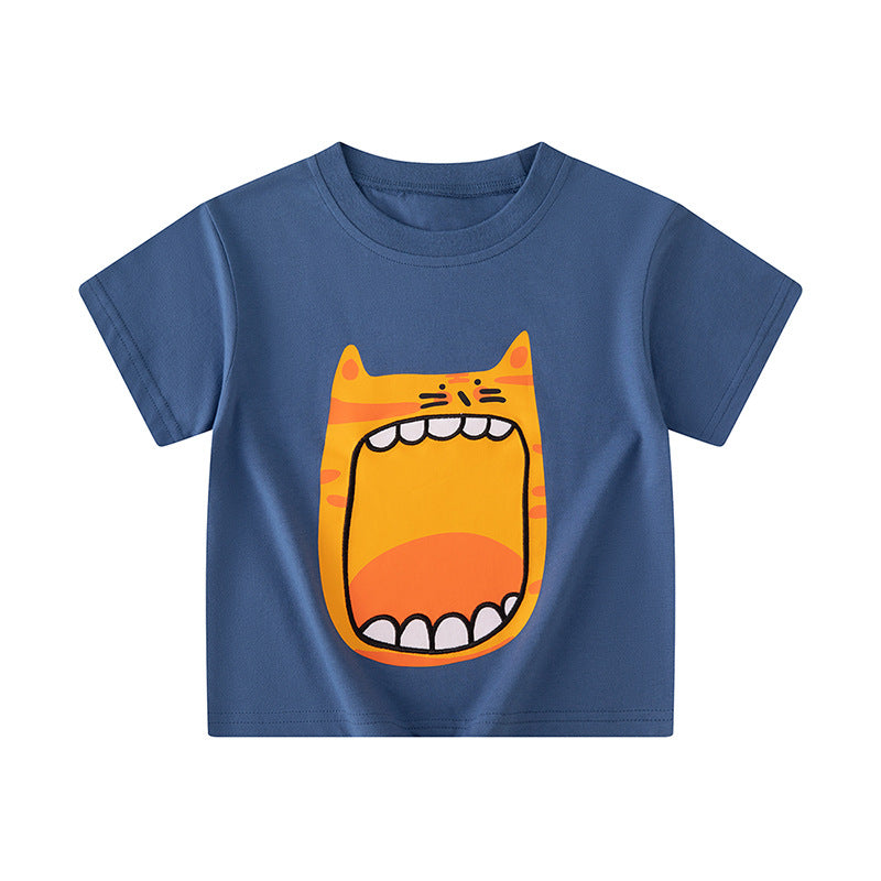 Cross-border children's clothing children's short-sleeved T-shirt cartoon dinosaur wholesale summer new boy baby clothes one piece delivery