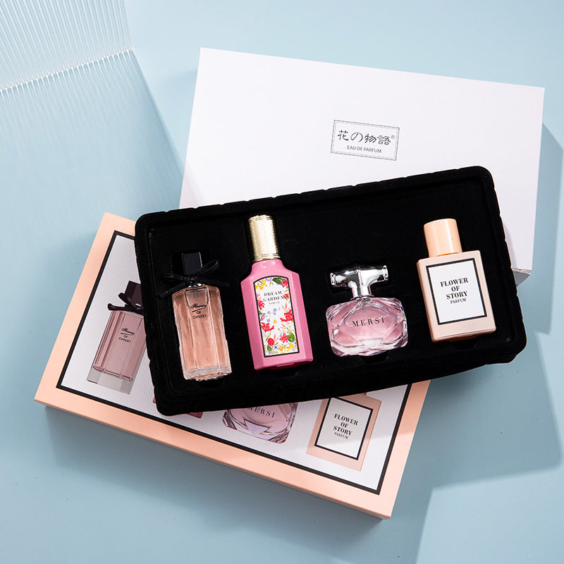 New Flower Story Women's Perfume Four-piece Gift Box Long-lasting Light Fragrance Flower Joy Blooming Perfume Vietnam Wholesale 