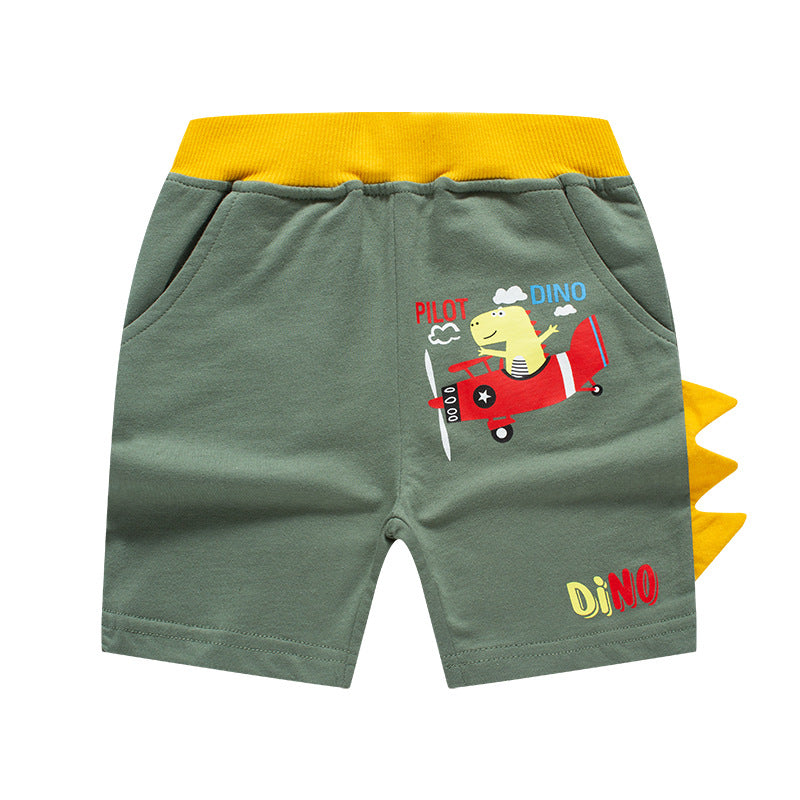 2024 Summer Children's Cartoon Three-Dimensional Dinosaur Shorts Baby Shorts Cotton Summer Boys Pants Knitted Pants