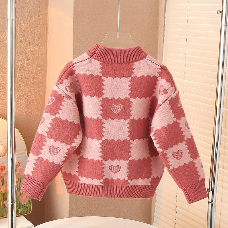 Girls winter thickened sweater thick wool Korean version three-dimensional flowers foreign fat elastic loose pullover bottom outer wear sweater