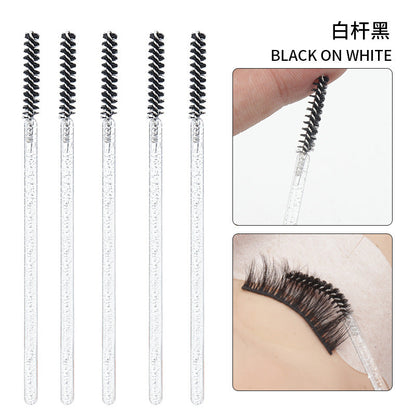 Wholesale disposable grafting eyelash brush crystal glitter rod eyebrow brush straight bright rod eyelash comb 50/pack opp bag