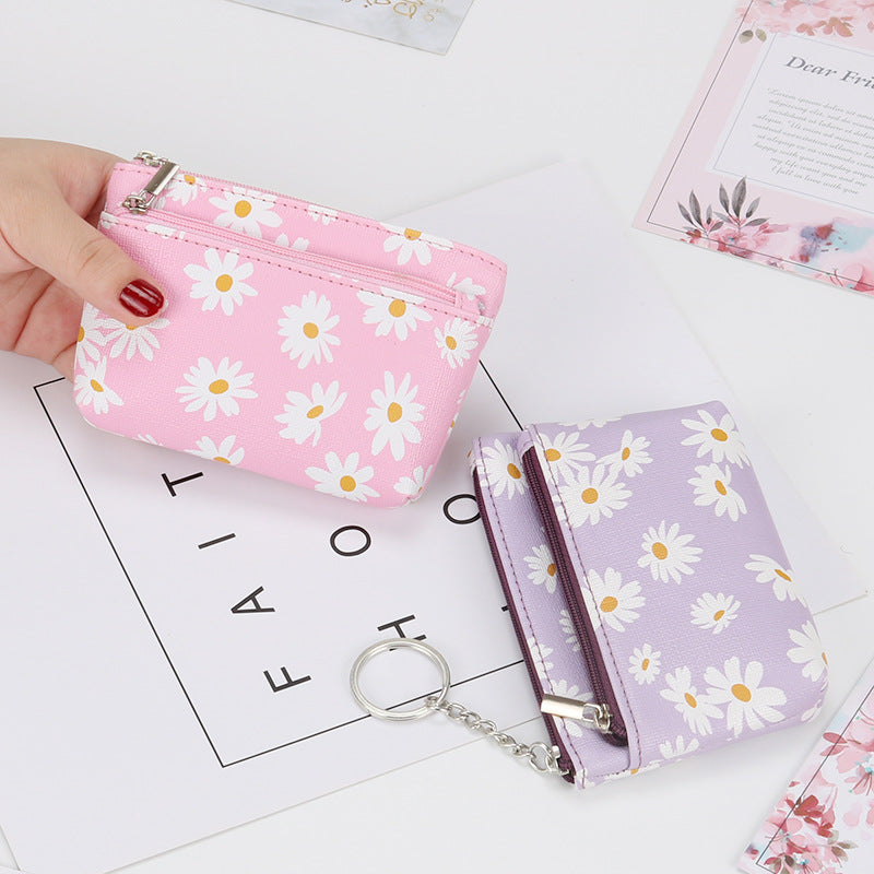 Korean style small fresh coin purse small daisy coin bag zipper mini bag female card bag key bag manufacturer wholesale 