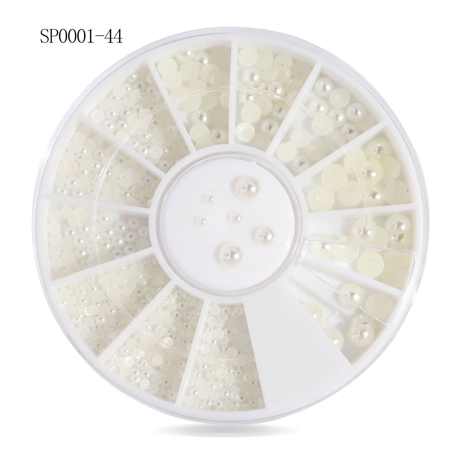 Cross-border nail art accessories nail flat bottom fantasy alloy diamond special-shaped white AB rhinestone accessories 12 grid turntable wholesale