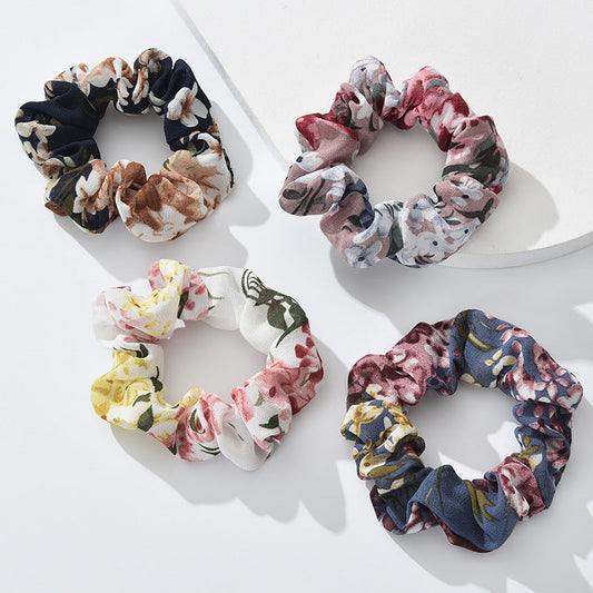 2024 new cross-border large intestine hair ring female European and American floral head flower tied hair ponytail French mesh hair ring headdress