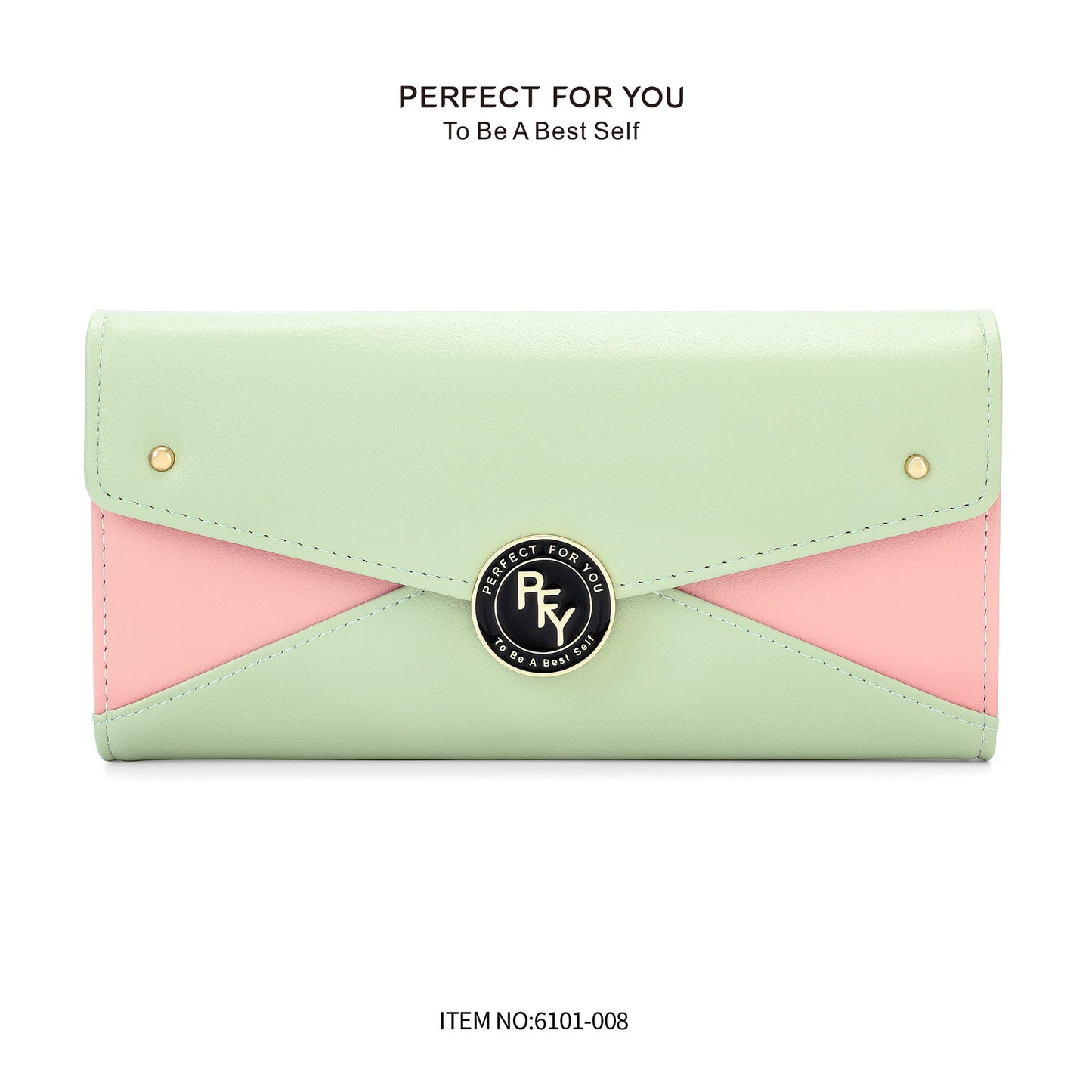 forever young bag contrast color stitching PU long wallet women's three-fold large capacity coin purse wholesale 