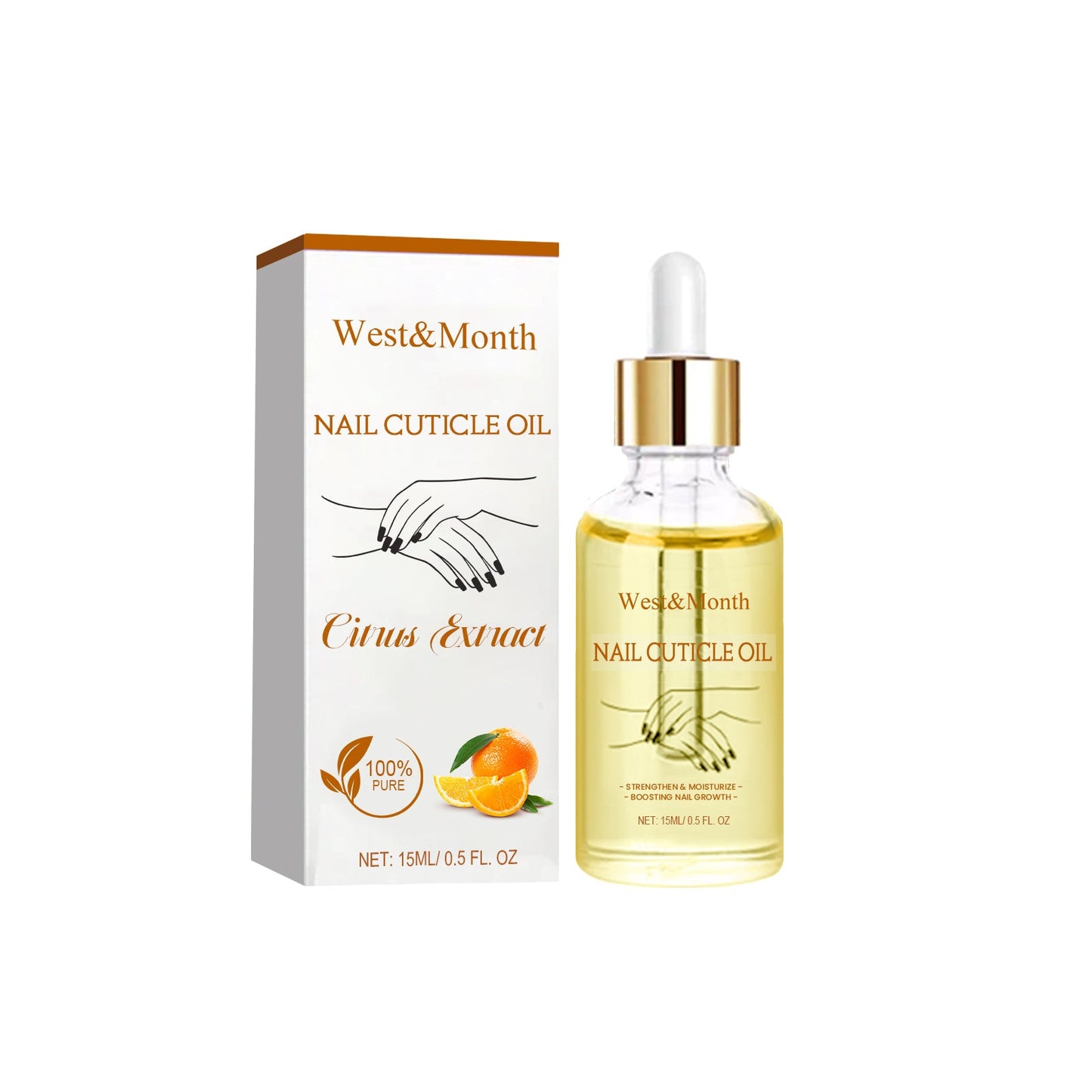 West&amp;Month Nail Strengthening Cuticle Oil Repair Onychomycosis Soft Nail Thickening Moisturizing Brightening Nail Care Oil 