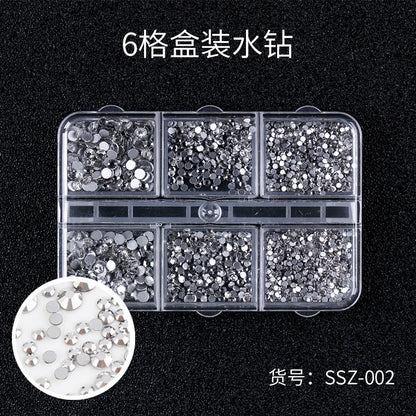 Rhinestone DIY Sticker Diamond Nail Art Accessories DIY Flat-bottomed Diamond Nail Internet Celebrity Diamond Steel Beads 6 Specifications Mixed Pack