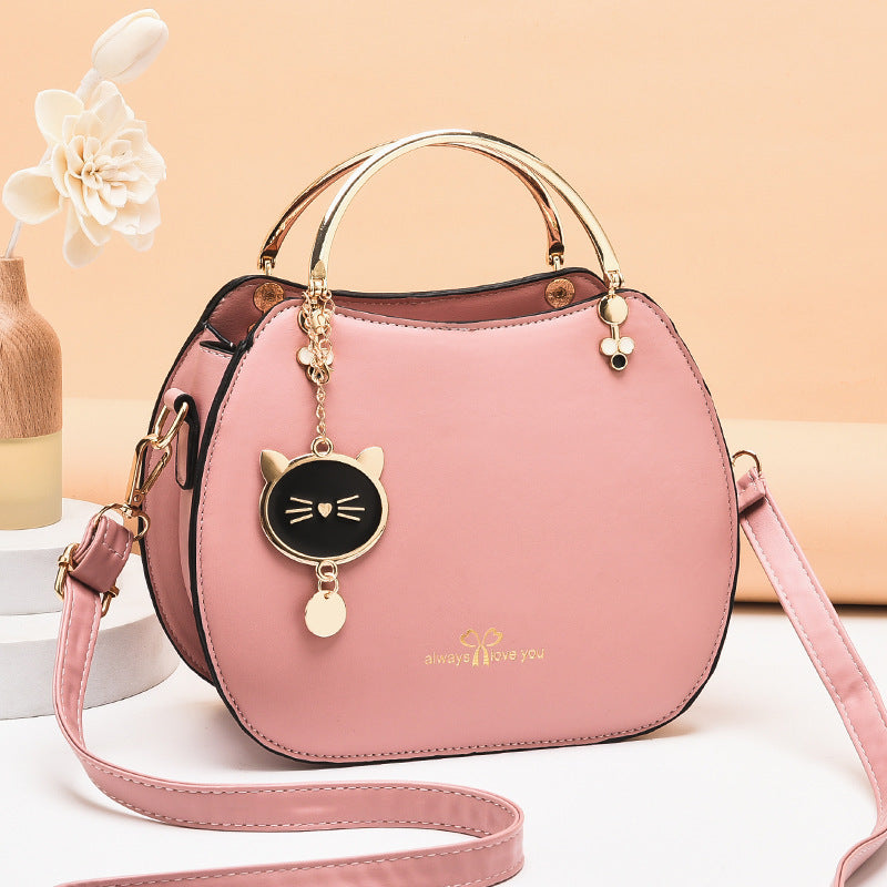 Korean fashion girl style shell small bag western style cat messenger bag ladies shoulder bag solid color small bag handbag 