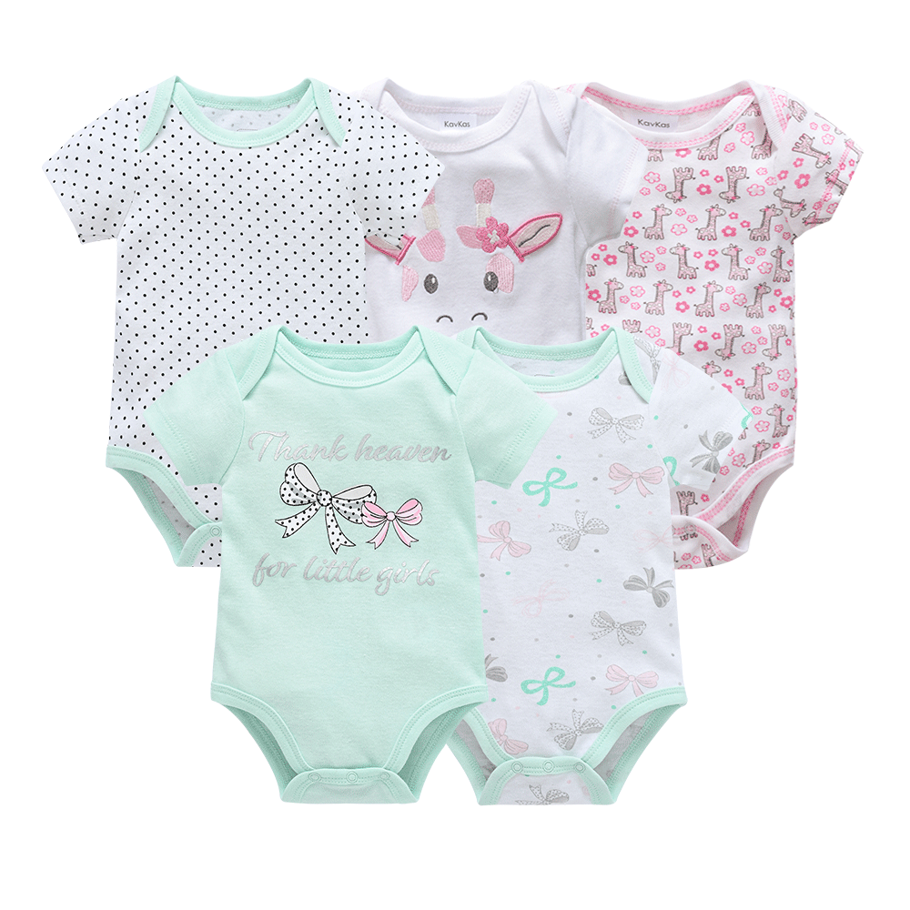 Spot wholesale cross-border baby jumpsuit 5-piece set short-sleeved hip-wrapped romper summer new ins girl clothes