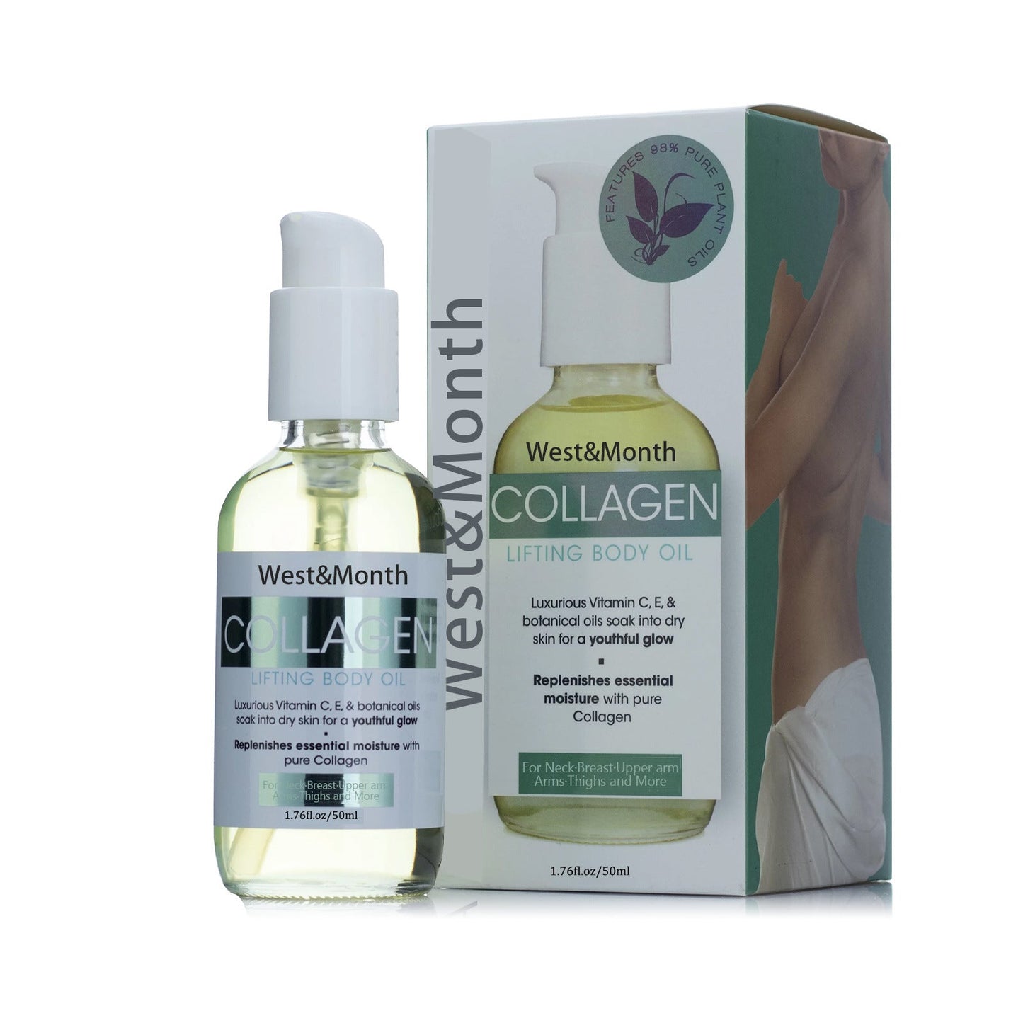 West&amp;Month Collagen Lifting Body Oil Arm Sculpting Tummy Firming Lifting Skin Care Oil 