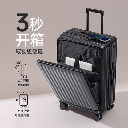 Front opening USB interface suitcase for women and men multifunctional travel case 20 inch 24 inch new model boarding case trolley 