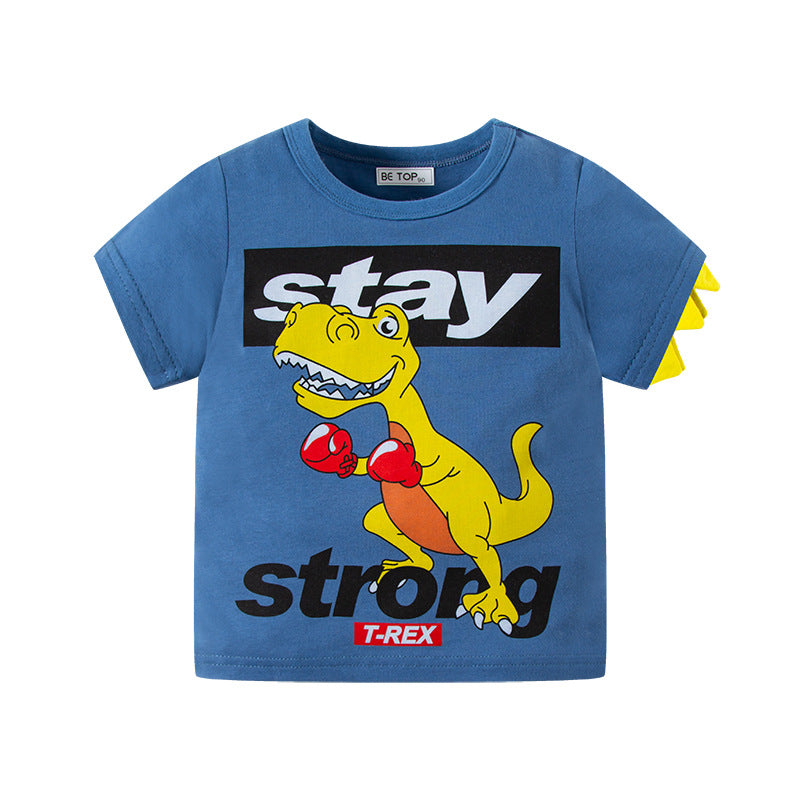 be top children's clothing new dinosaur children's Korean version cartoon short-sleeved summer clothing fashionable and trendy one-piece distribution