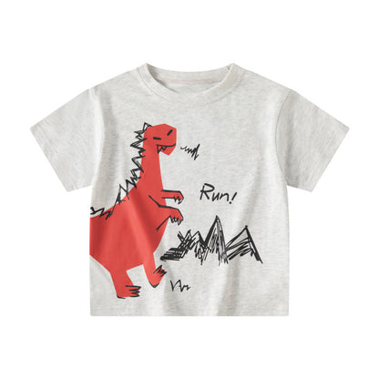 betop Korean children's clothing cross-border supply dinosaur children's short-sleeved T-shirt summer baby clothes wholesale one piece consignment