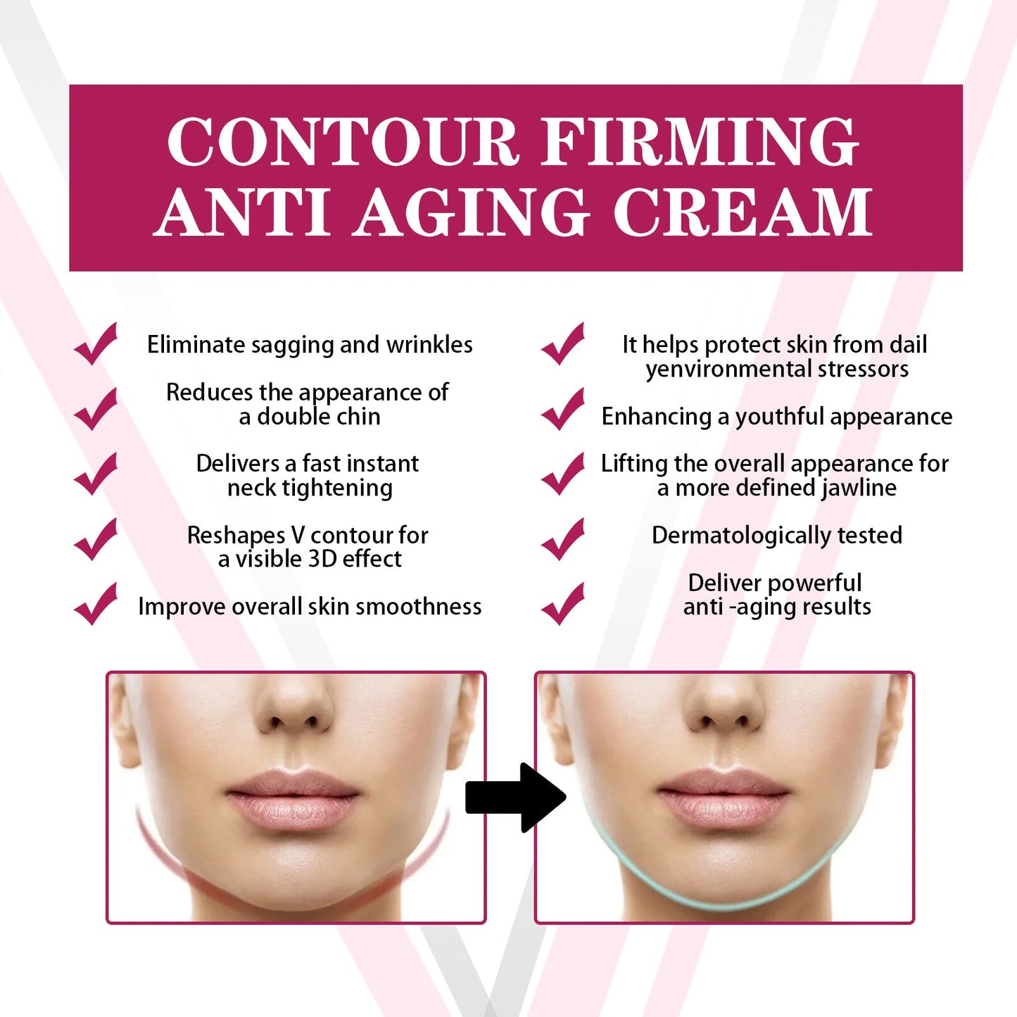 JaysuingV Facial Firming Cream ផ្តល់ភាពរឹងមាំ និង បន្តឹងស្បែកមុខ ពង្រីកមុខ ចង្កា ទ្វេរដង Mandible Anti-Aging Cream 