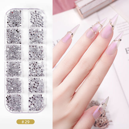 Nail accessories rhinestones flat bottom diamonds hollow rivet nail stickers diamond sequins colored diamonds flat bottom pearl shell pieces Japanese style