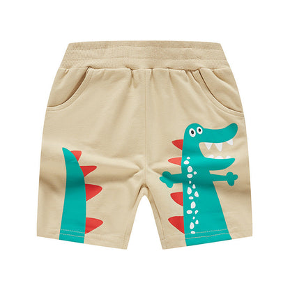 Children's clothing boys shorts baby cotton dinosaur casual shorts children's summer knitted casual pants one piece delivery