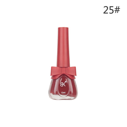 BK new bow seven-day water-based nail polish pure color free baking summer net red white macaron 13ml 