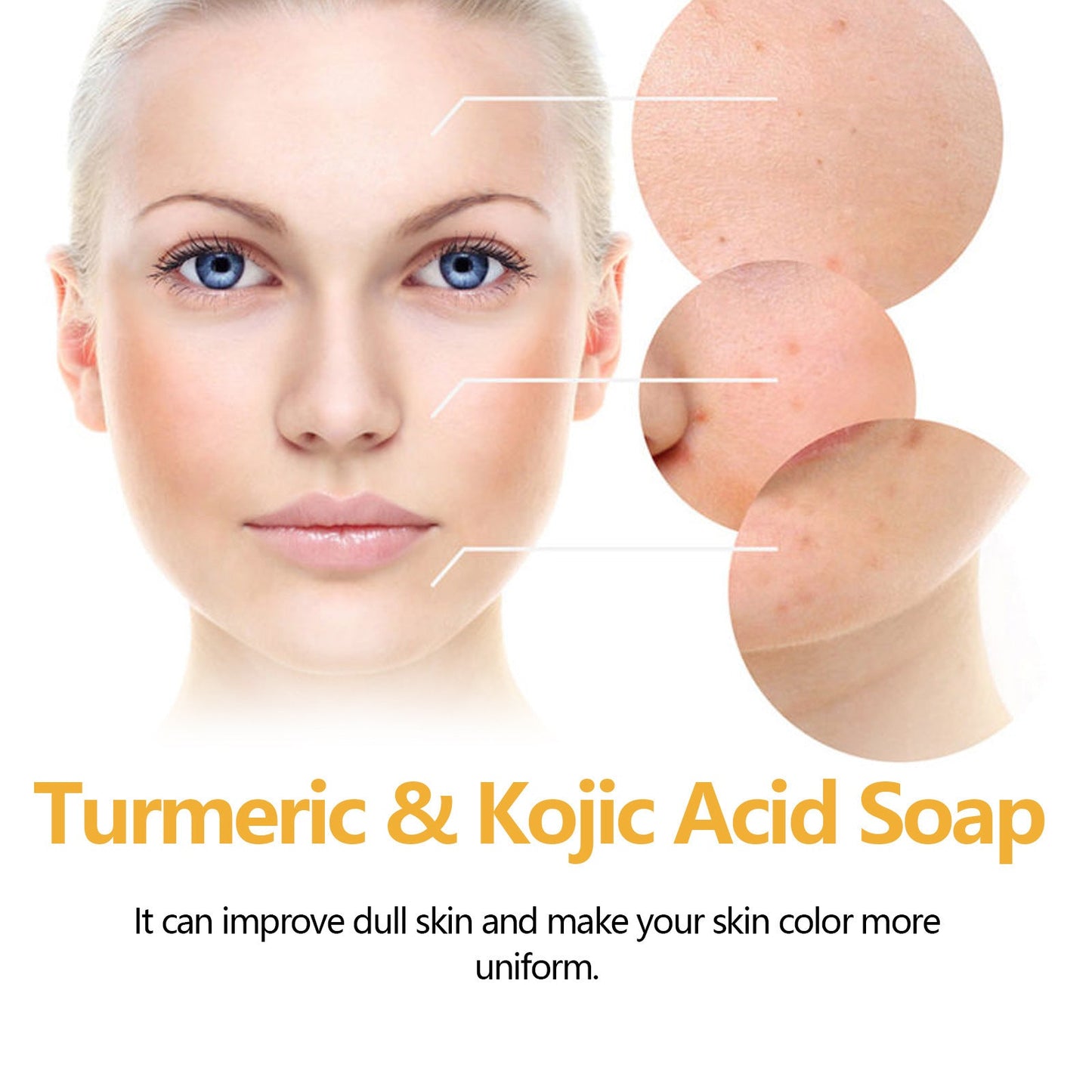 សាប៊ូ EELHOE Turmeric Kojic Acid Soap លាងសម្អាតមុខថ្នមៗ បំបាត់ស្នាមអុចខ្មៅ ធ្វើអោយស្បែកភ្លឺថ្លា ផ្តល់សំណើម និងធ្វើអោយស្បែកស 