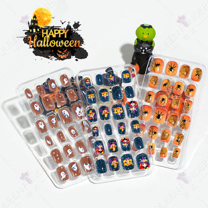 Children's wearable nail tips Halloween 24 pieces of wearable nail tips children's false nail patches manicure finished nail tips