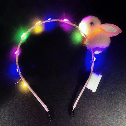 Internet celebrity new style rabbit luminous headband New Year rabbit year little rabbit headband flashing headdress push scan code small gift