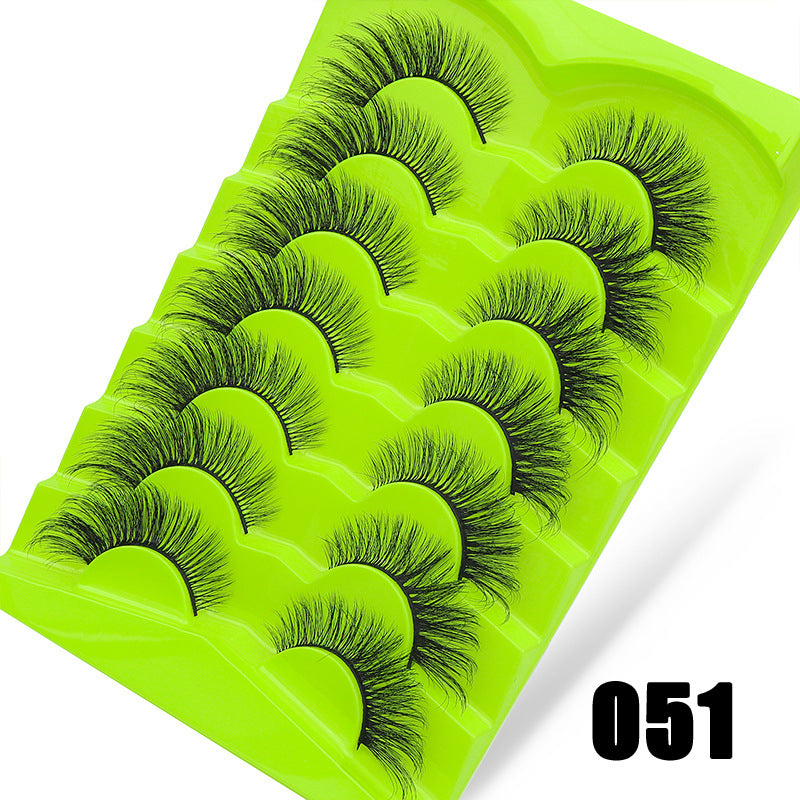 DINGSEN false eyelashes factory cross-border supply large capacity 7 pairs of green fox eyelashes oblique flying thick eyelashes