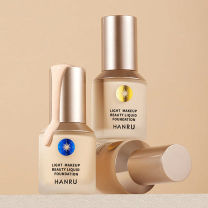 Hanru liquid foundation is clear, moisturizing, concealing, easy to push, long-lasting, nourishing, refreshing, fitting, natural, waterproof and sweat-resistant makeup