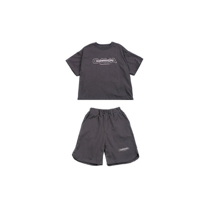 Amo Beibei children's clothing children's 2024 summer handsome letter sports suit boys and girls casual two-piece school uniform