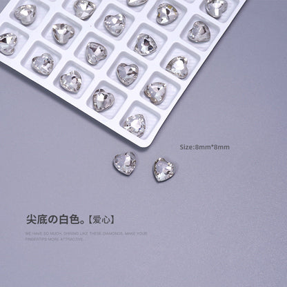 Nail art diamond jewelry special-shaped diamond white crystal transparent color pointed bottom crooked heart axe water drop rectangular butterfly nail diamond