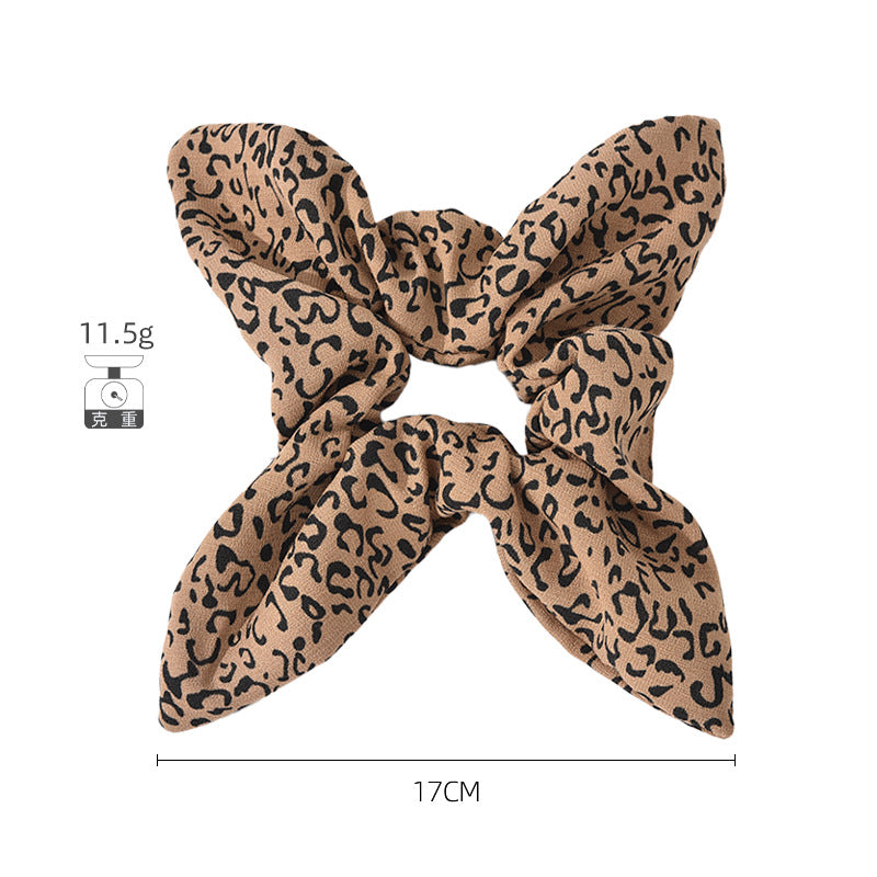 Blue factory direct sales new four-cornered starfish large intestine hair band European and American leopard print fabric hair tie ponytail headdress female