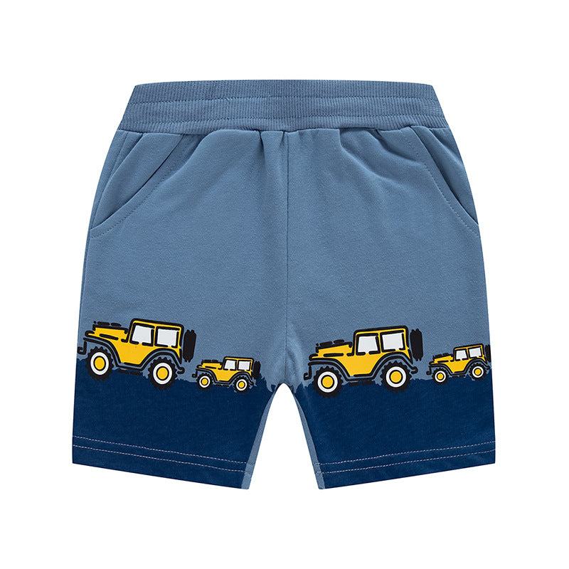 Children's shorts baby cartoon car summer 2024 new baby casual shorts boy trendy one piece delivery