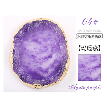 Cross-border hot-selling nail art agate palette gold-rimmed resin crystal agate painted palette nail piece display tool