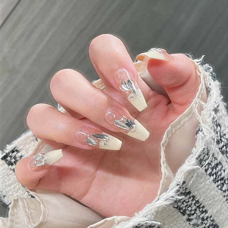 Wearable nails medium and long 2024 new colorful internet celebrity nail stickers removable nail art finished wearable nail pieces