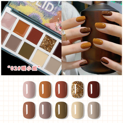 Factory direct sales 10 colors solid nail polish phototherapy nail glue canned solid cream painting glue nail shop dedicated 