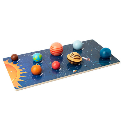 Montessori early childhood education children's matching three-dimensional puzzle wooden puzzle eight planets solar system building blocks educational toys