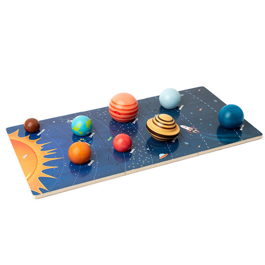 Montessori early childhood education children's matching three-dimensional puzzle wooden puzzle eight planets solar system building blocks educational toys