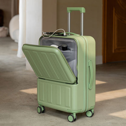 Front opening password box with USB interface trolley case women's front opening suitcase men's suitcase cabin case 