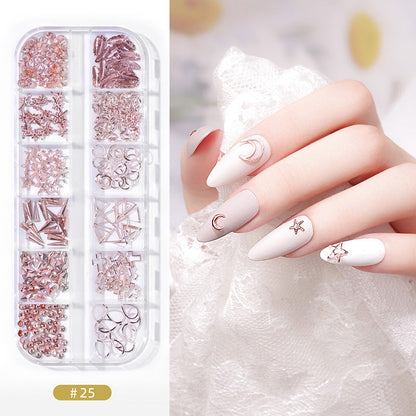 Nail accessories rhinestones flat bottom diamonds hollow rivet nail stickers diamond sequins colored diamonds flat bottom pearl shell pieces Japanese style