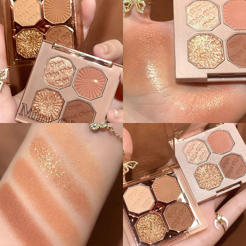 DIKALU bright gem eye shadow បួនពណ៌ pearlescent matte ងាយស្រួលក្នុងការផាត់មុខ ការតុបតែងមុខប្រចាំថ្ងៃ តម្លៃសមរម្យ  eye shadow 