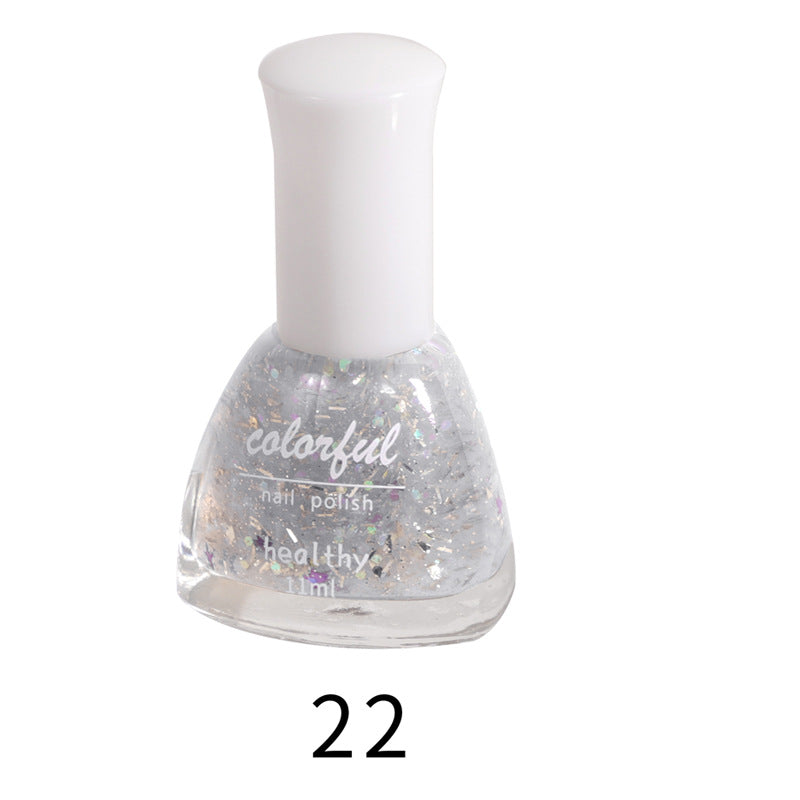 2022 new Beisijie seven-day water-based nail polish metal sequins net celebrity color-free baking nail polish wholesale 